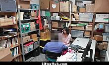 Security guard offers a deal to the teen shoplifter in the back office