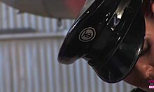 these amazing lesbian friends fucked with strap on in warehouse