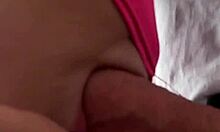 Aprill, the petite teen, gets blindfolded and fucked from behind with cum on ass