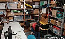 Hard doggystyle fucking with cute shy teen shoplifter Lilly Hall at work.