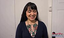 busty brunette coed sucks boner and gets banged doggystyle