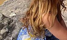 walking in the woods with amateur outdoor blowjob