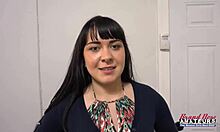 busty brunette coed sucks boner and gets banged doggystyle