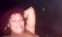 She leaves the party for a glory hole encounter.