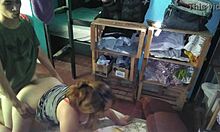 Bald guy fucks pretty latina between drawers 😏