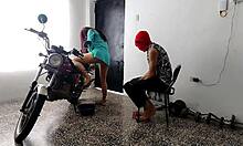 innocent guy surprised by his beloved neighbor's curvy figure