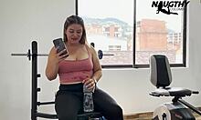 mature guy jerks in gym