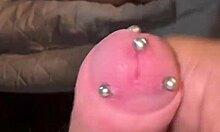 Chubby amateur's intriguing pierced small cock bdsm solo.
