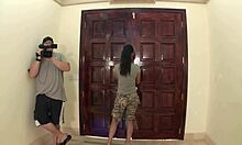 teen angelina fucks on stairs