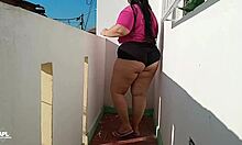 my neighbor teases me with her big ass on the balcony, but now she's in my room for ass eating and creampie