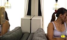 I humiliate and fuck my girlfriend's cute best friend with tight pussy