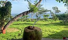 Security guard nabbed a naughty girl in private sector. Then banged her with sea view!