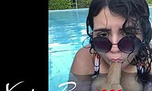 I pay my stepbrother to fuck me in the pool for homemade porn.