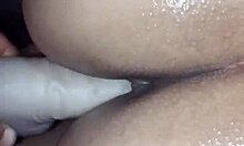 Latina Brunette Babe Dildos Ass In Shower