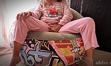 Skinny teen masturbates and squirts