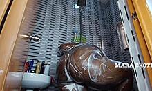 Shower time with fat onion booty milf