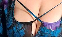 Blonde milf teases in shorts