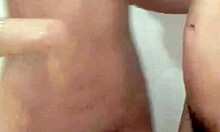 Oh, bathing with my cute asian girlfriend, her small tits exposed!