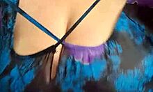 Blonde milf teases in shorts