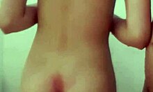 Oh, bathing with my cute asian girlfriend, her small tits exposed!