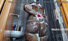 Shower time with fat onion booty milf