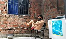 Recording my neighbor fingering herself until she catches me