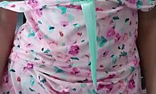 model in sexy pink pajamas teases innocent colleague