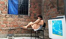 Recording my neighbor fingering herself until she catches me