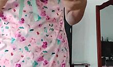 model in sexy pink pajamas teases innocent colleague