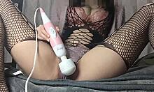 Cute Fat-Ass Japanese Girl in Wet Tights Moans with Vibrator