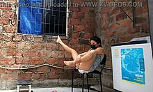 Recording my neighbor fingering herself until she catches me