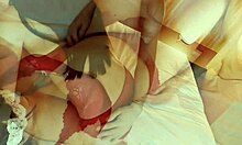 red sexy lingerie busty beauty in close-up handjob