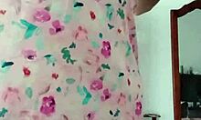 model in sexy pink pajamas teases innocent colleague