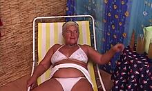 BBW bitch swallows cum in mouth.