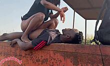 nigerian girl gives mind-blowing blowjob bent over in doggystyle