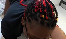 Horny neighbor sucks neighbor's stepson's big black cock in bedroom - mastermeat1