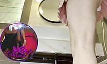 Braless Hot Brunette Skinny Babe In Pink Mini Skirt Showing Ass And Legs In Bathroom