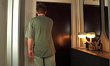 College student enjoys intense kissing session