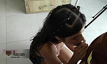 my stepsister is perfec sucking my cock, she deepthroats so good i creampied her shaved pussy