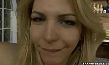 Watch this shemale stroke her schlong?