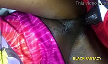 Ebony amateur cums on cock during christmas wet pussy session