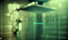 attractive teen brunette takes shower