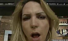 Watch this shemale stroke her schlong?