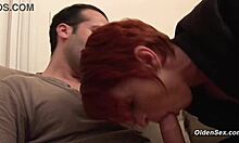 Mature redhead lady Katy Morlait gets anal fucked by monster cock in condom.