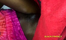 Ebony amateur cums on cock during christmas wet pussy session