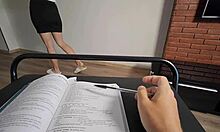 English Tutor Flashes Pussy Without Panties During Lesson
