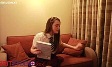 i'm a naughty college student in costumes and lingerie, masturbating with natural tits