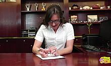 Watch these sexy lesbian friends get wild in the office!