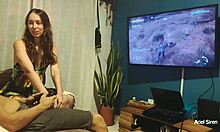 Young Brazilian Slut Trades Video Game For Blowjob And Orgasm