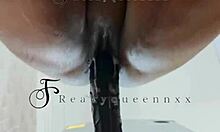 hot milf camgirl uses 14 inches dildo on fridge in kitchen